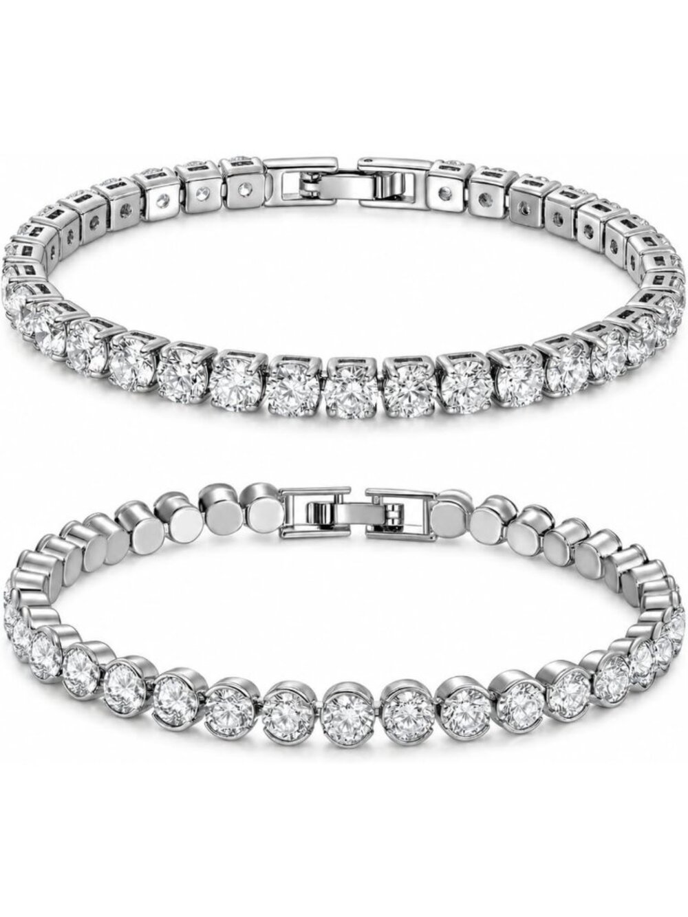 Elegant Silver Tennis Bracelet for Women - Sparkling Jewelry Gift, Adjustable